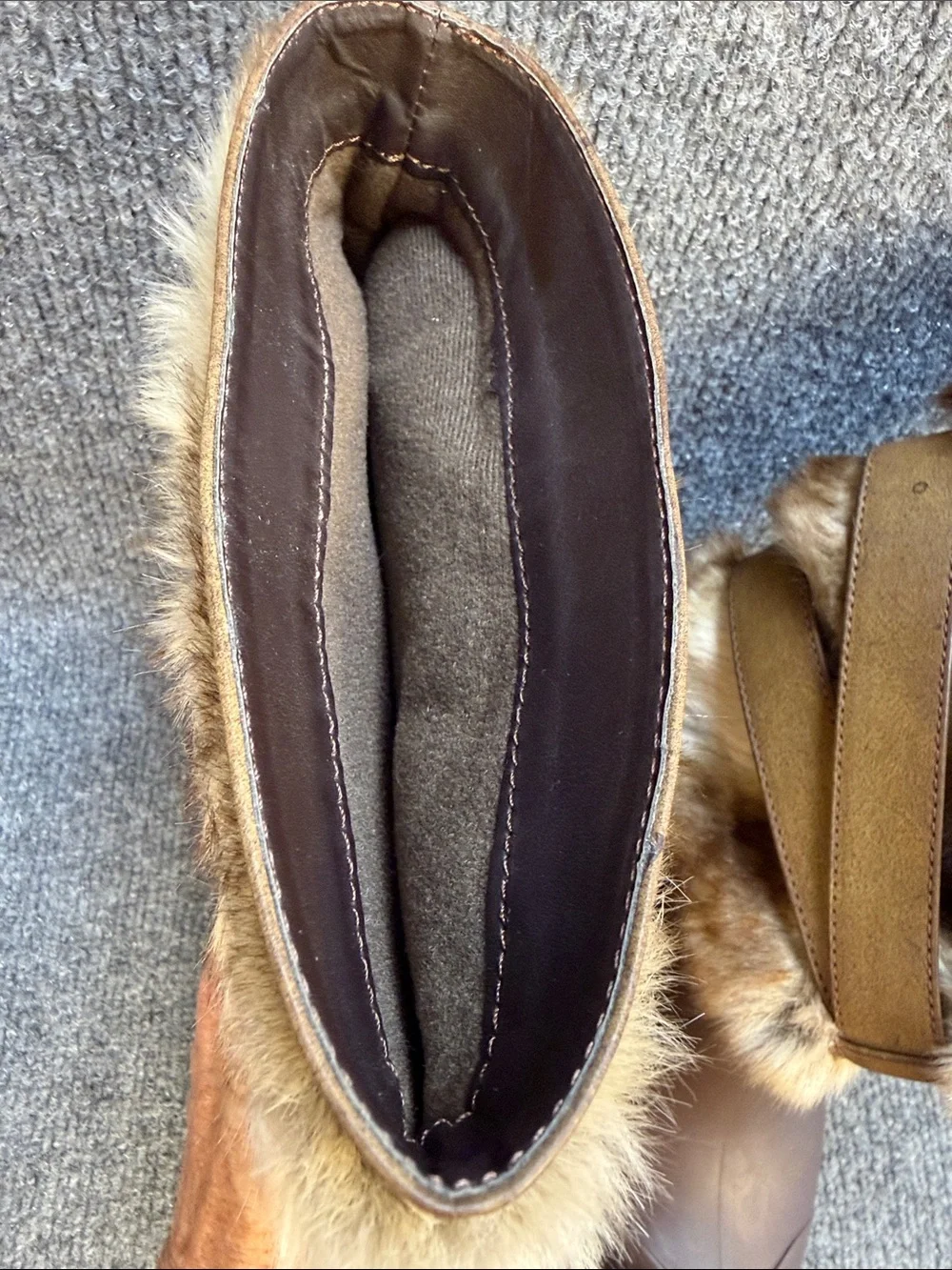 Dirty Laundry Brown Faux Fur Cuffed Rain Boots with Buckle Size 7 NEW!